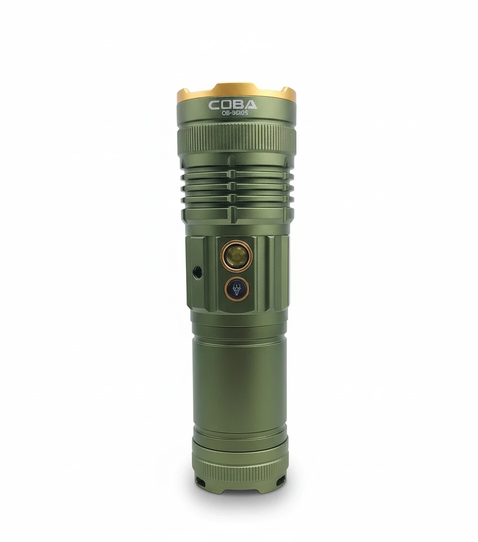 چراغ قوه قدرتمند و حرفه‌ ای COBA مدل CB-G905-1 با برد کیلومتری ، همراه با سه رنگ نوری و باتری قدرتمند ۱۸۰۰۰mAh