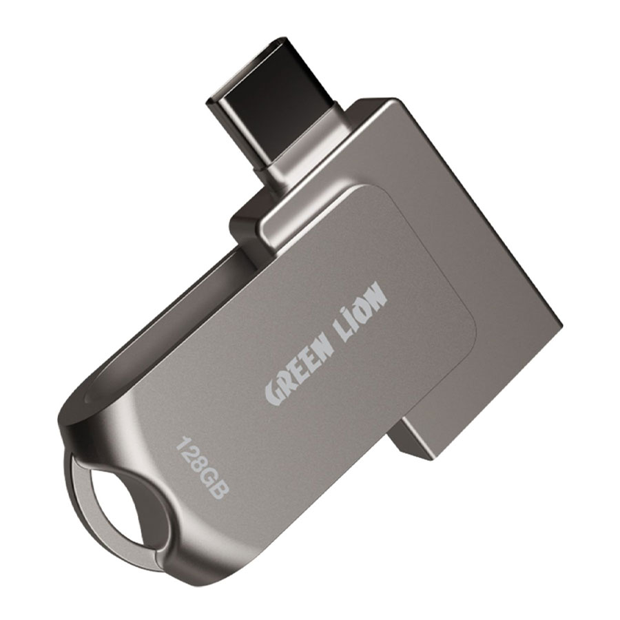 فلش مموری تایپ سی گرین لاین ظرفیت 128 گیگابایت Green Lion 2 in 1 OTG USB-C Flash Drive 128GB