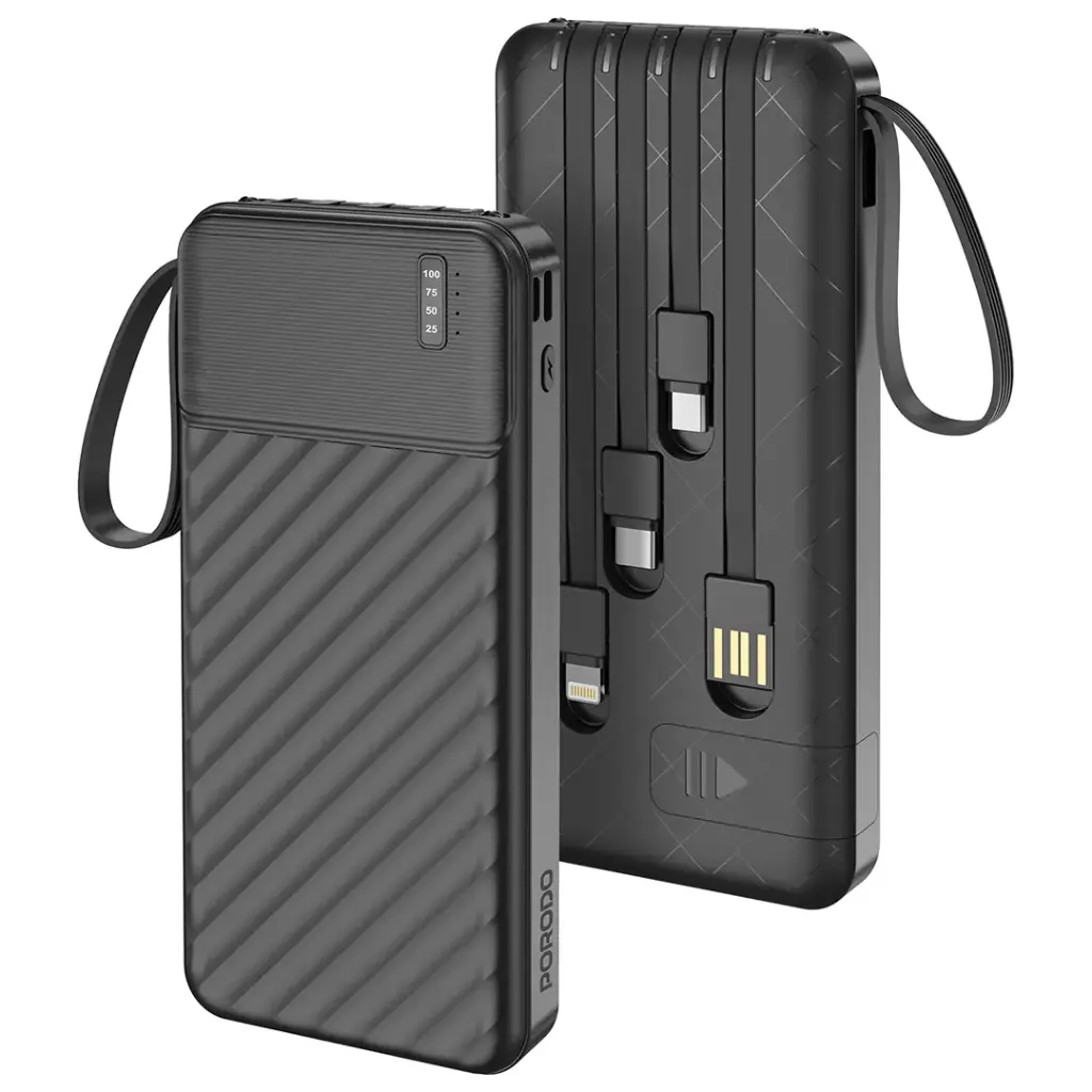 پاور بانک کابل متصل PORODO مدل PIANO ظرفیت 10000mAh