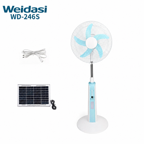 پنکه شارژی ایستاده ۱۶ اینچی ویداسی WEIDASI مدل WD-248 | ریموت کنترل، پنل خورشیدی و قابلیت پاوربانک