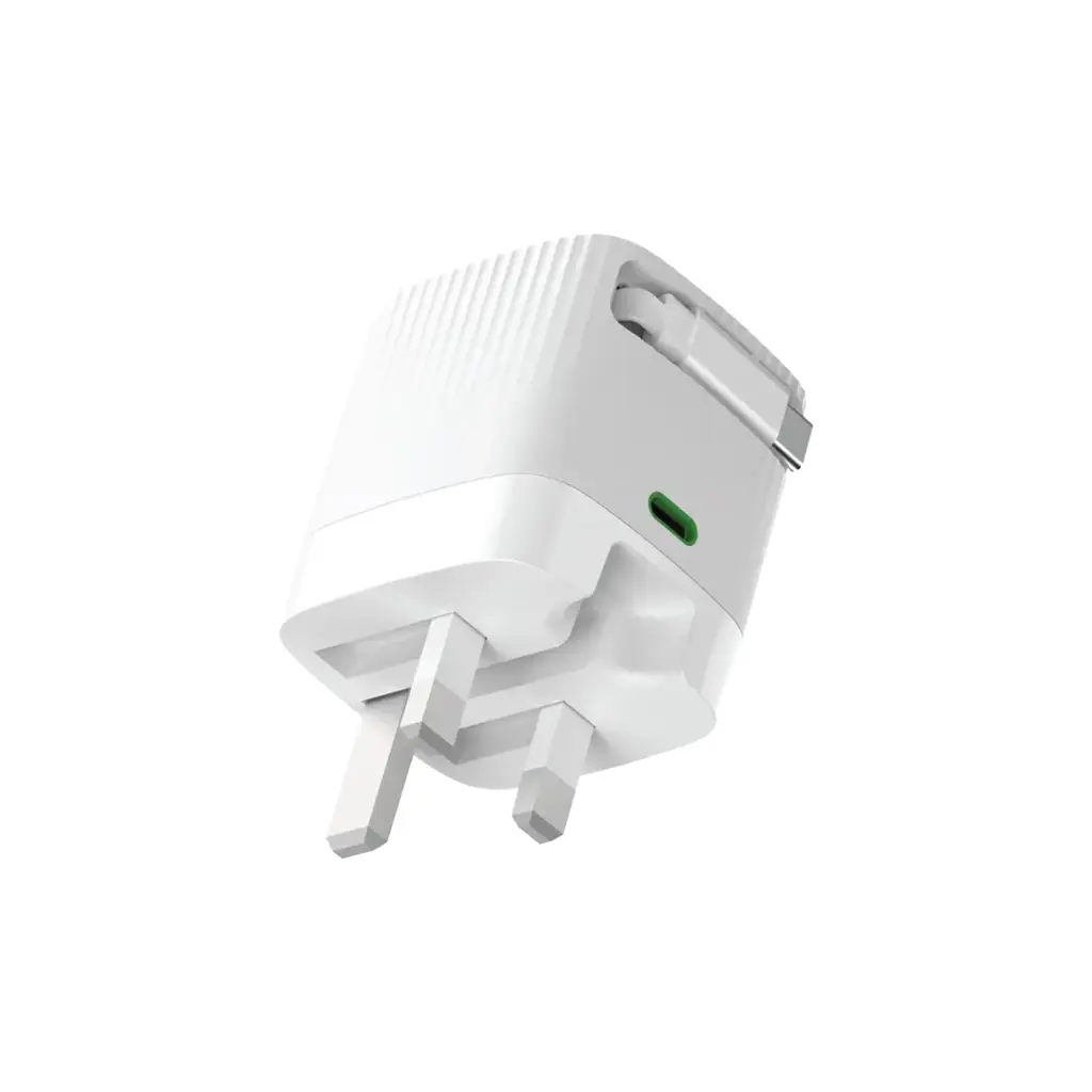 شارژر دیواری 65 وات گرین لاین GaN با کابل USB-C جمع‌شونده | PD 3.0