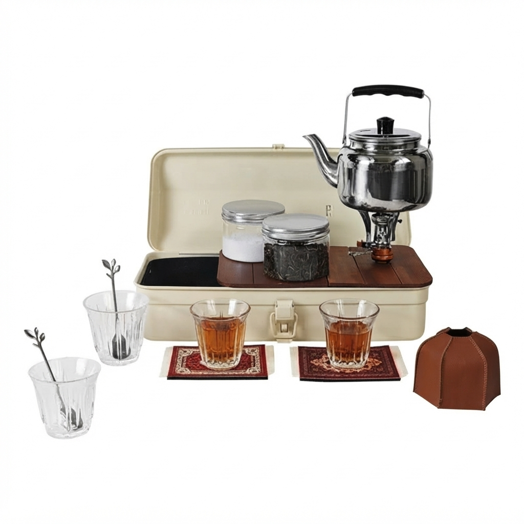 ست چای خوری سفری و کمپینگ BLUE FIRE Camping Tea Set | پکیج کامل همراه با باکس لوکس فلزی
