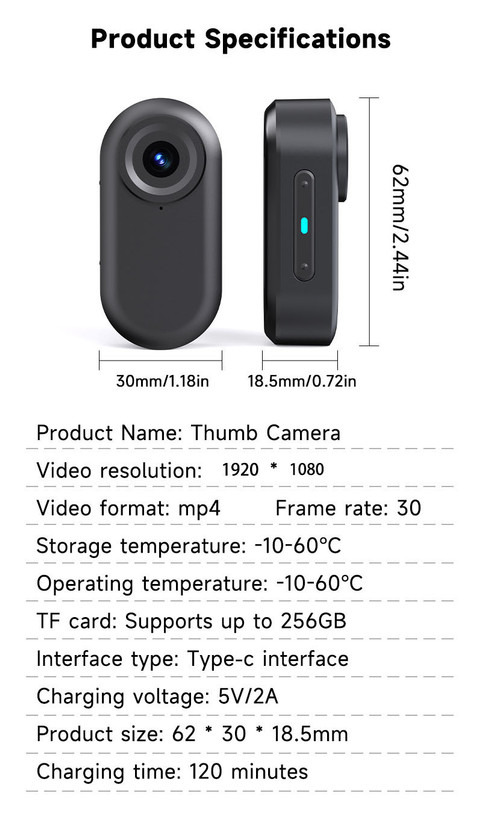 دوربین اکشن ورزشی Thumb Camera | مینی دوربین با نمایشگر ۱.۴۷ اینچ و کیفیت 1080P