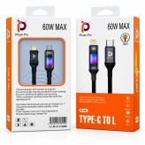 کابل فست شارژ Type-C به Lightning برند iPluse Pro مدل iP-101 | توان 60 وات دارای نشانگر نوری