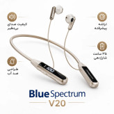 هندزفری بلوتوثی دورگردنی Blue Spectrum مدل V20 | با نمایشگر LED ، قابلیت حذف نویز ANC+ENC ، شارژدهی ۳۵ ساعته و ضدآب