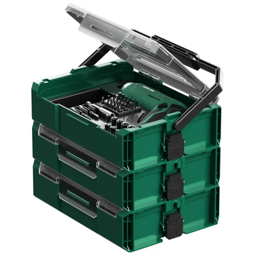 ست ابزار 213 پارچه Green Lion مدل GTS-700 | پیچگوشتی برقی شارژی و جعبه ابزار چندطبقه