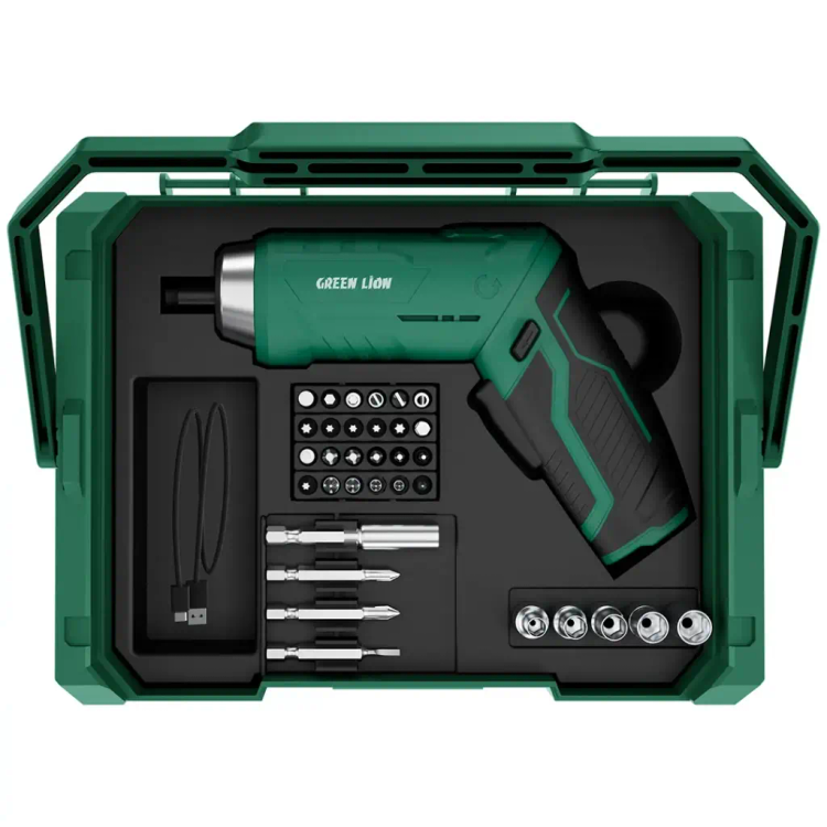 ست ابزار 213 پارچه Green Lion مدل GTS-700 | پیچگوشتی برقی شارژی و جعبه ابزار چندطبقه