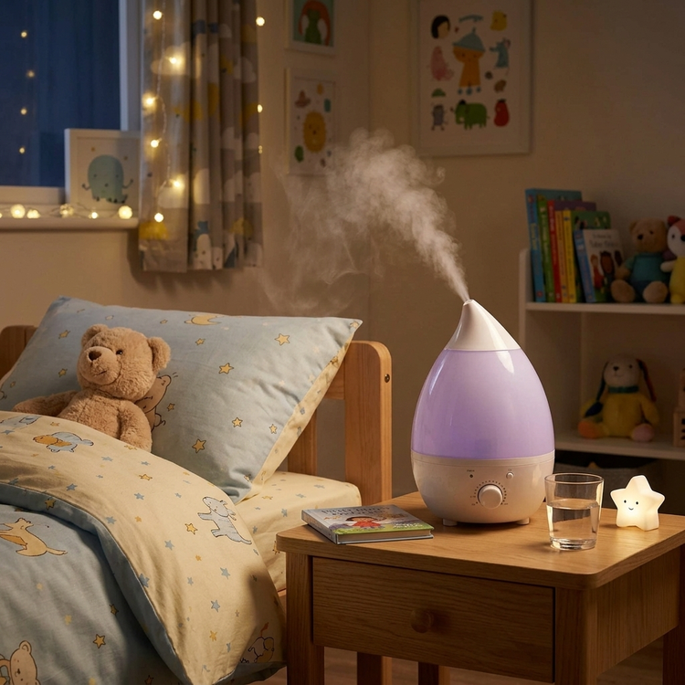 بخور سرد و رطوبتساز قطرهای Humidifier LED Ultrasonic با آرومادیفیوزر و مخزن ۱.۳ لیتری